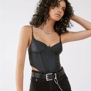 NWT Garage Black Satin Corset Top